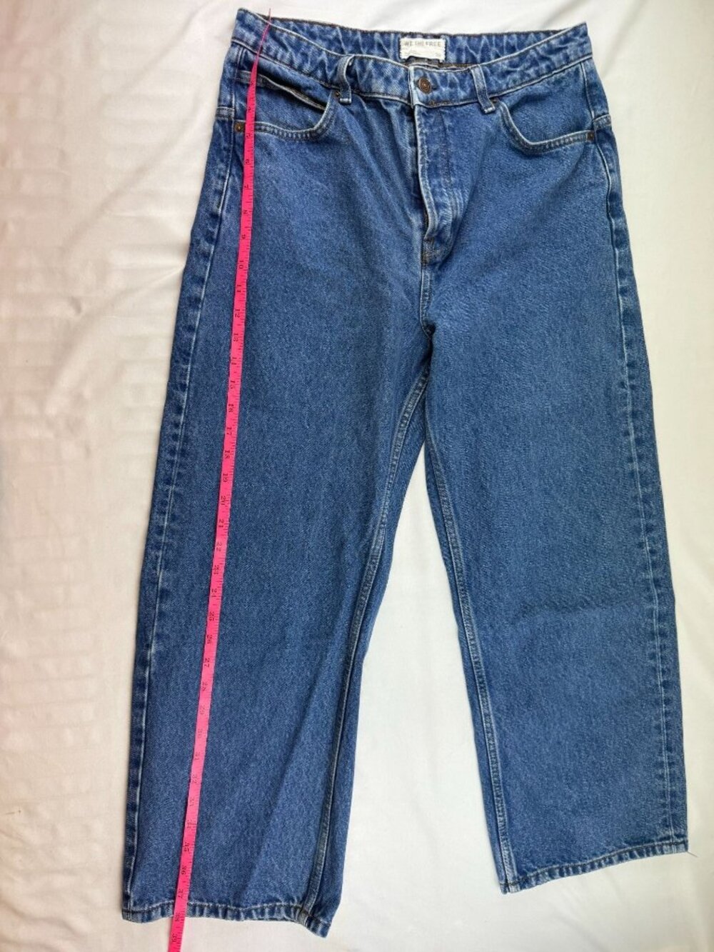 WE THE FREE Wide Leg Crop Jeans Sz 29 Baggy Button Fly Boho - Picture 8 of 10